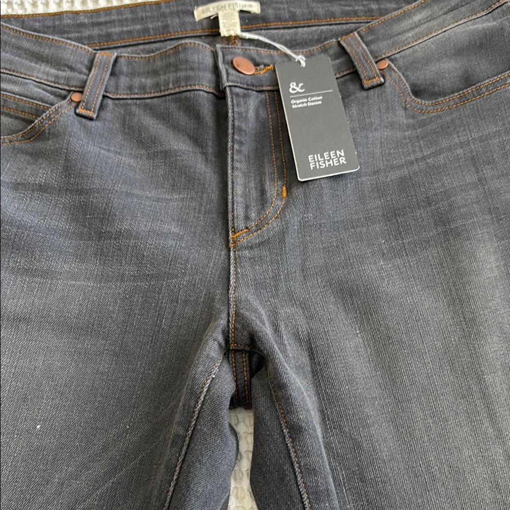 NWT Eileen Fisher Charcoal Denim Boyfriend Jean
